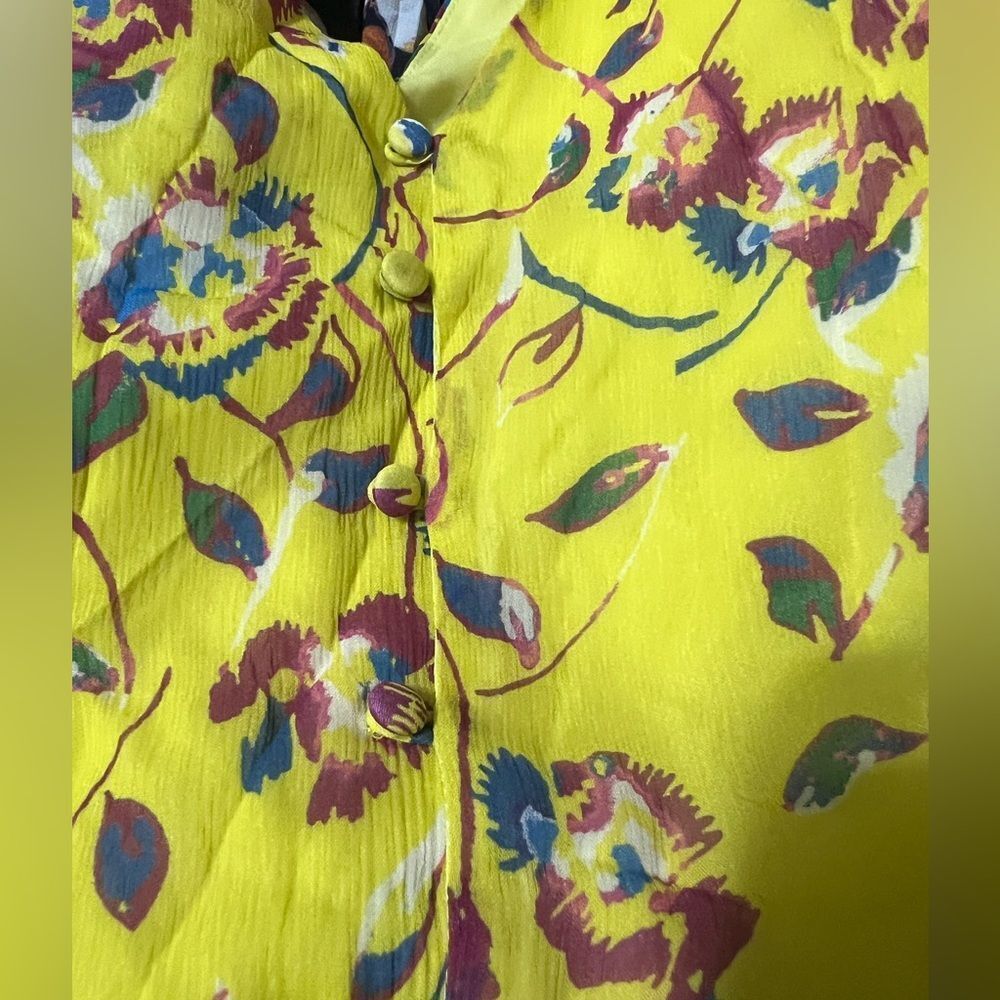 🦋Tanya Taylor Everly Lemon Garden Floral Silk Midi Sleeveless Dress Sz 2 (AA2) - Picture 7 of 10